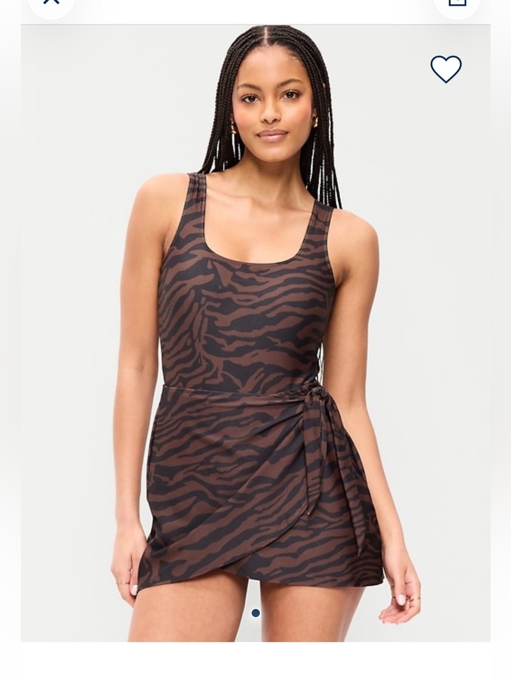 Old Navy Brown and Black Zebra-Print Matte Side Tie Swim Dress - Picture 12 of 14